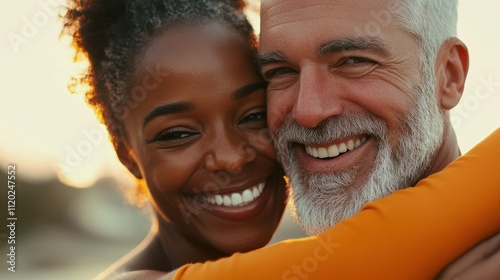 The Couple Embracing at Sunset