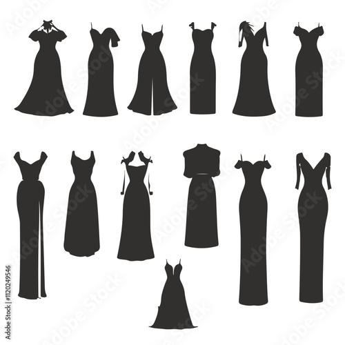 Silhouettes of evening dresses