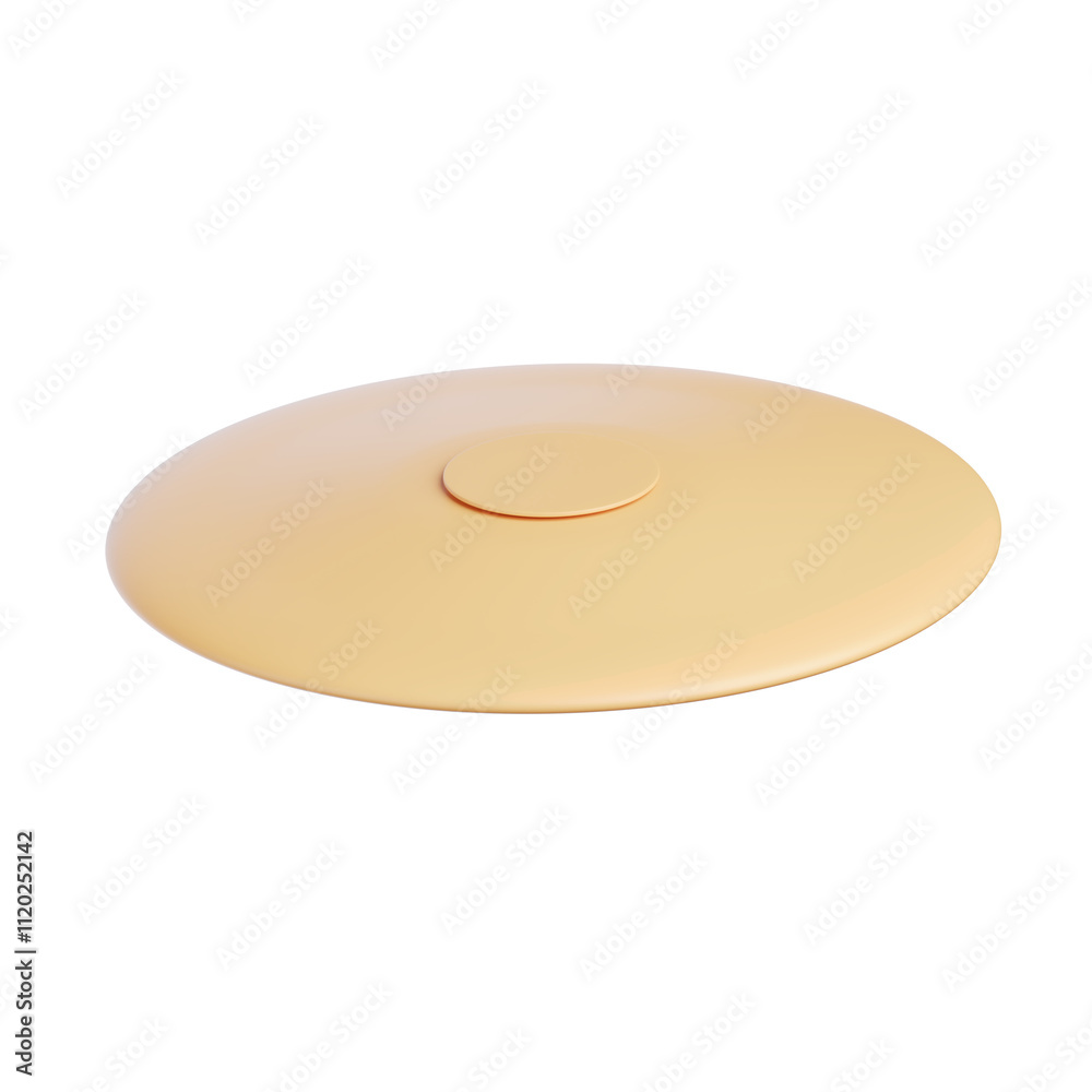 3D yellow Frisbee icon with the lid on it, flat view, white background, high-resolution photography. 3D yellow Frisbee icon with the lid on it, flat view, white background, high-resolution photography.