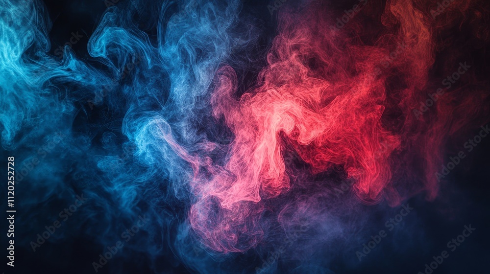 A swirling blend of blue and red smoke creating an abstract, dynamic visual effect. A swirling blend of blue and red smoke creating an abstract, dynamic visual effect.