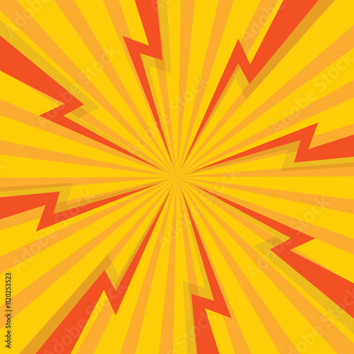 Color Thunder, white background. Confrontation image illustration of thunder bolt. Flat illustration simple Vector. Template for comic. Neon color. Style of competition design template without text.