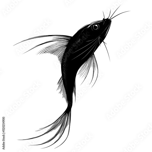 2D full body illustration full body shot of a sandfish silhouette isolated on a white transparent background photo