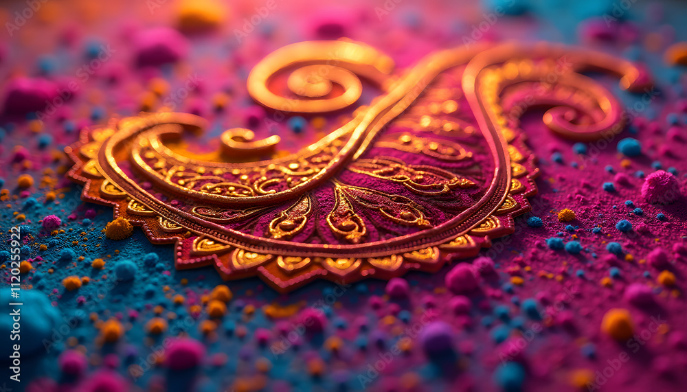 Vibrant Paisley Patterns with Holi Powder Vibrant Paisley Patterns with Holi Powder
