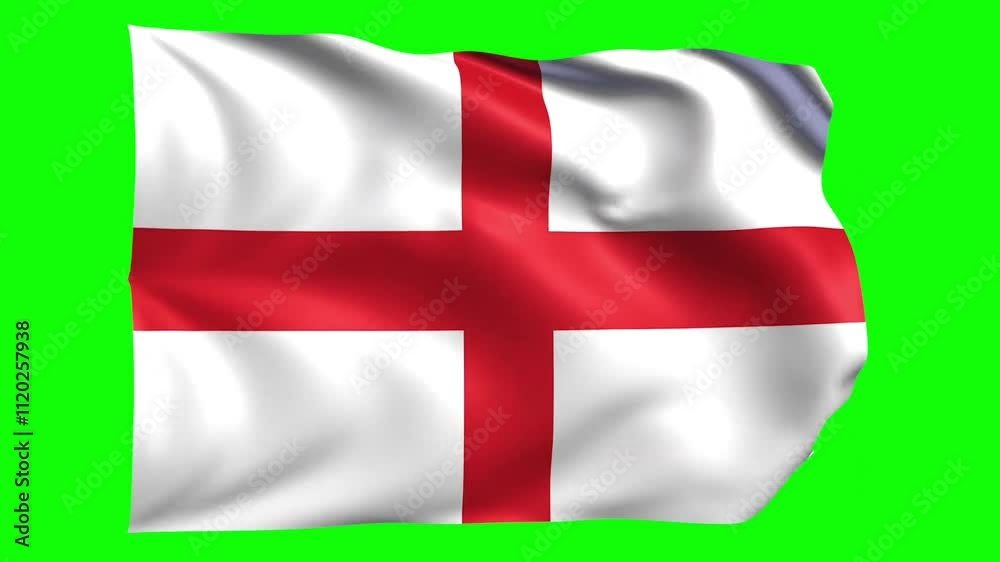 England waving flag on green screen background for motion graphics and video production England waving flag on green screen background for motion graphics and video production
