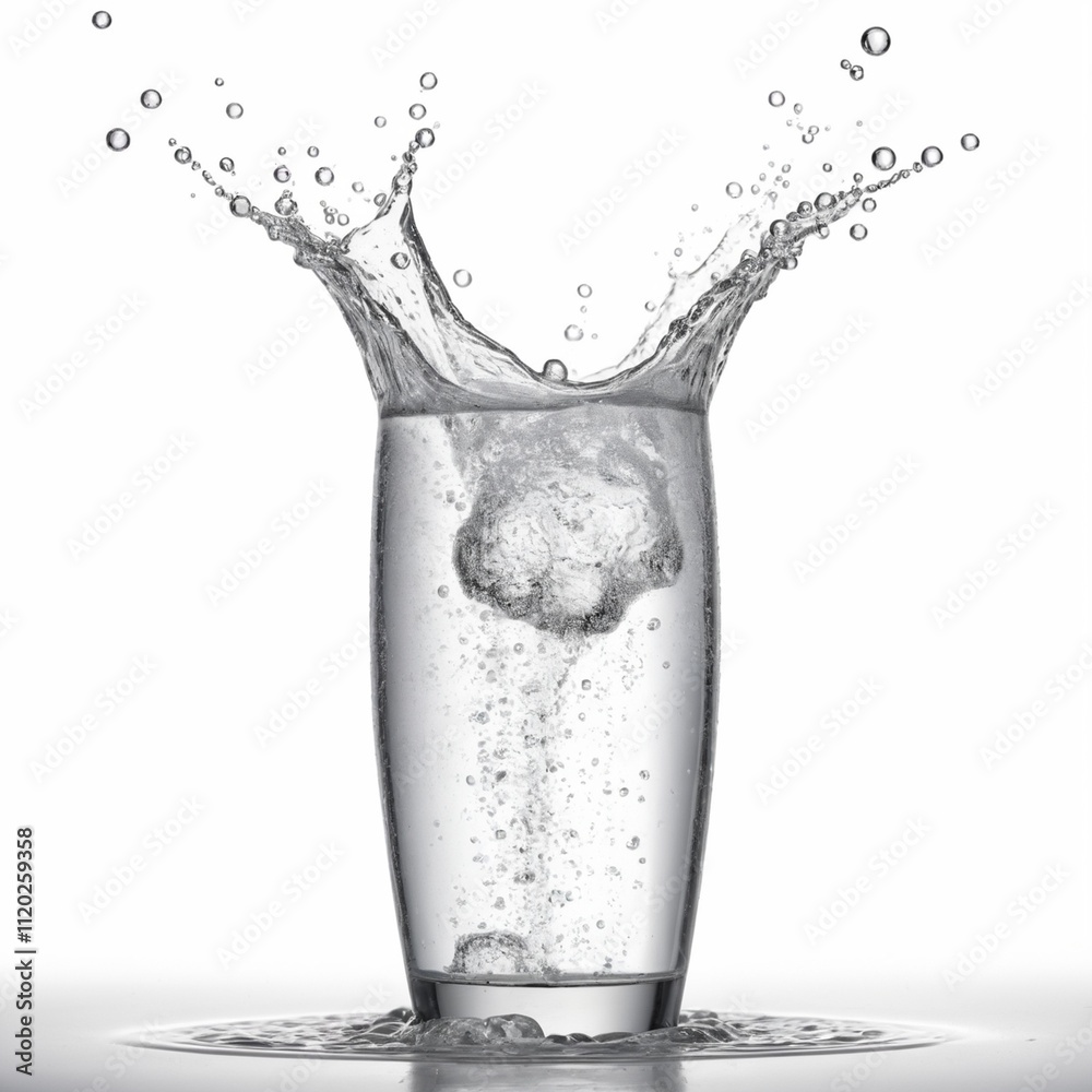 Effervescent soda water with bubbles on white background for refreshing beverage and drink designs Effervescent soda water with bubbles on white background for refreshing beverage and drink designs