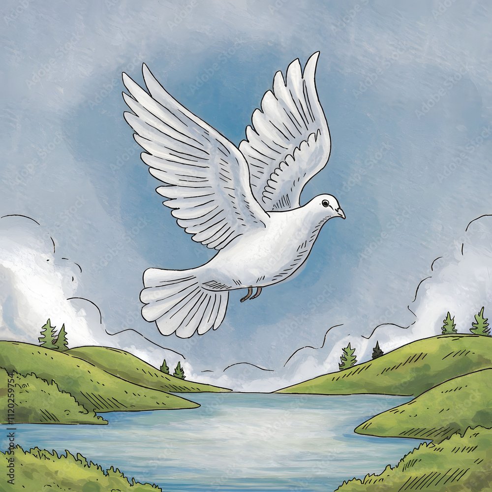 Obraz premium Hand drawn dove background