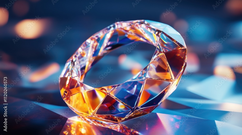Brilliant Crystal Ring on Colorful Background Brilliant Crystal Ring on Colorful Background