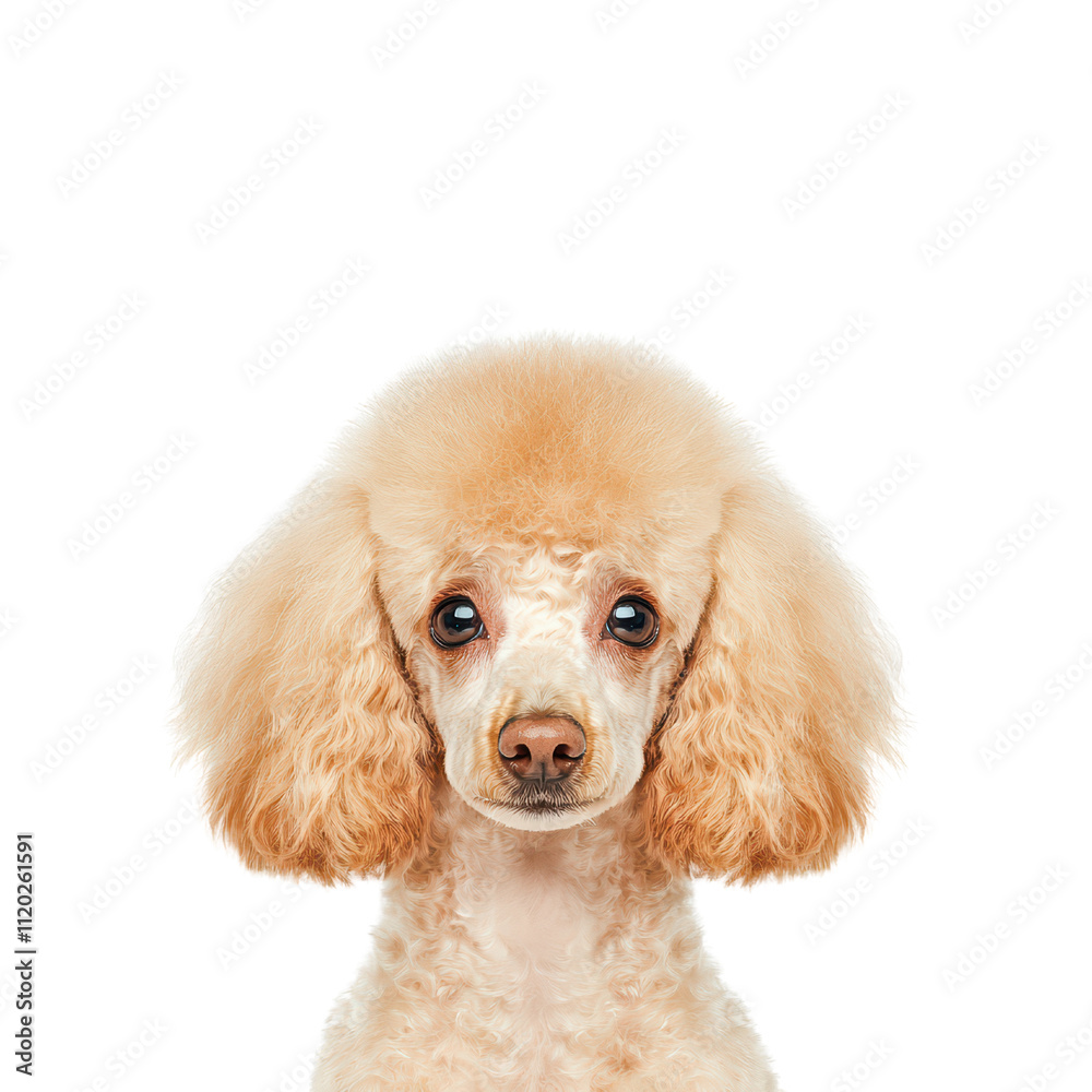 Fluffy poodle with curly fur and expressive eyes on transparency background isolated on transparent background Fluffy poodle with curly fur and expressive eyes on transparency background isolated on transparent background