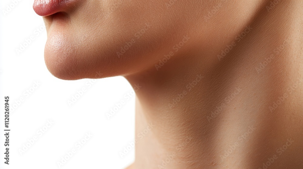 Obraz premium A woman's neck is shown with a white background
