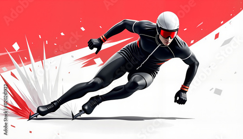 Dynamic Geometric Illustration of a Speed Skater Racing on Ice