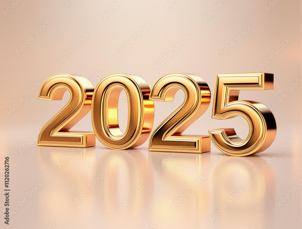 golden 2025 futuristic elegant design 3D typography minimalist background golden 2025 futuristic elegant design 3D typography minimalist background