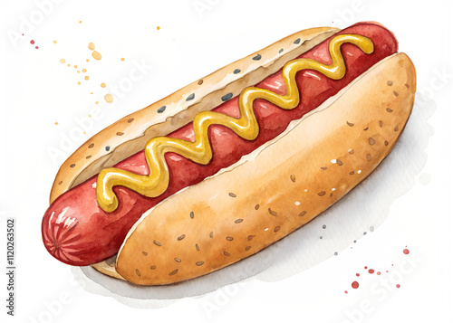 hot dog watercolor illustration photo