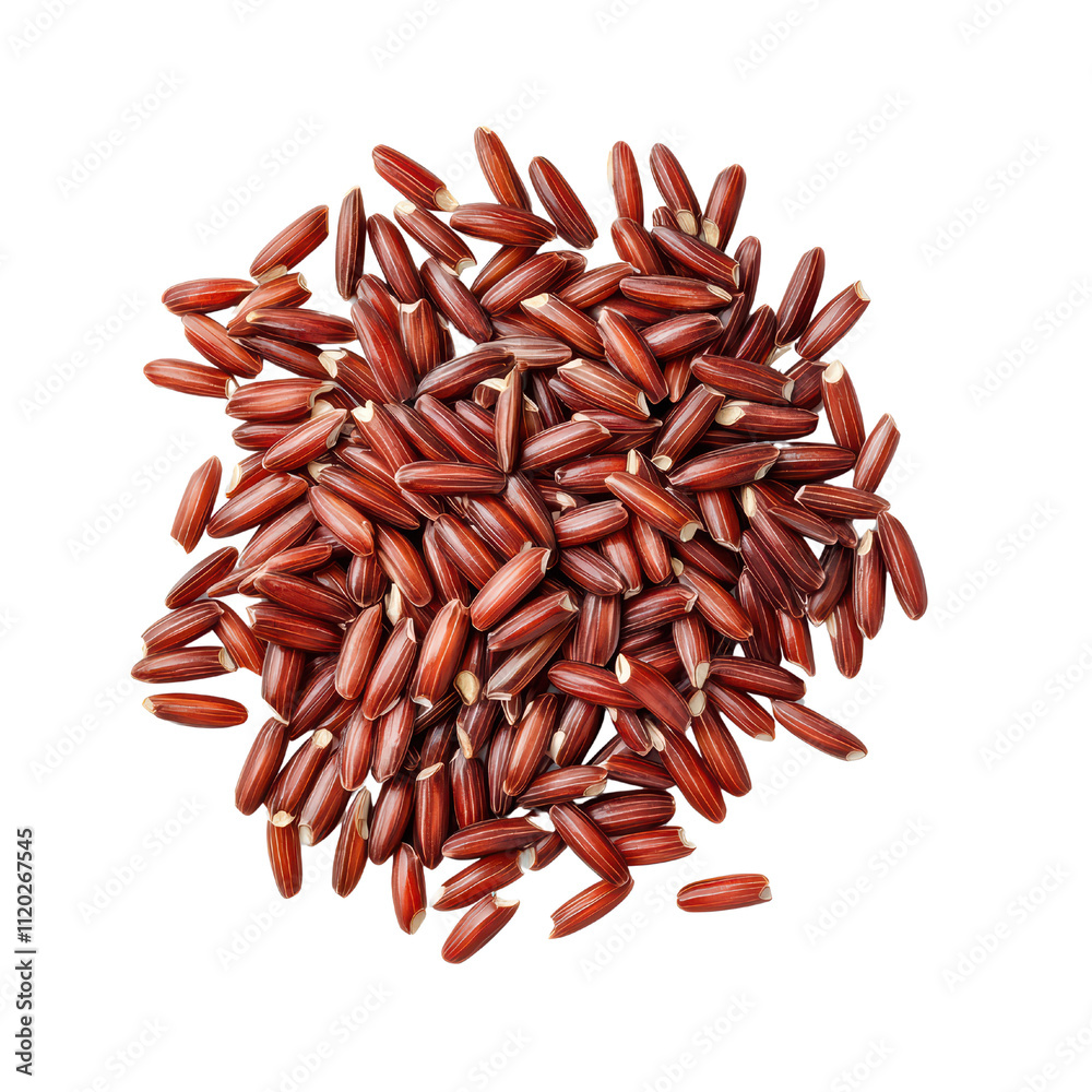 Red rice grains scattered on transparency background, showcasing their unique color and shape. Perfect for culinary and health related themes. isolated on transparent background Red rice grains scattered on transparency background, showcasing their unique color and shape. Perfect for culinary and health related themes. isolated on transparent background
