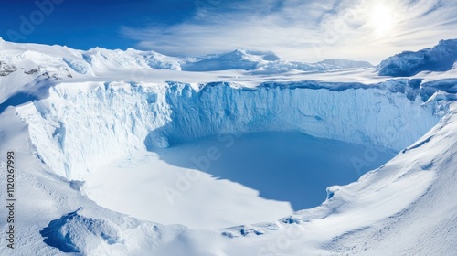 Majestic arctic glacier landscape under a clear blue sky