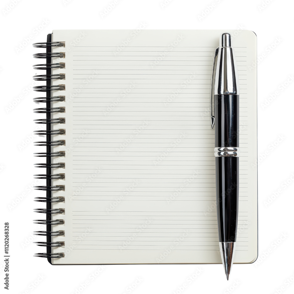 Blank notebook with pen on spiral binding, ideal for notes and ideas. isolated on transparent background Blank notebook with pen on spiral binding, ideal for notes and ideas. isolated on transparent background