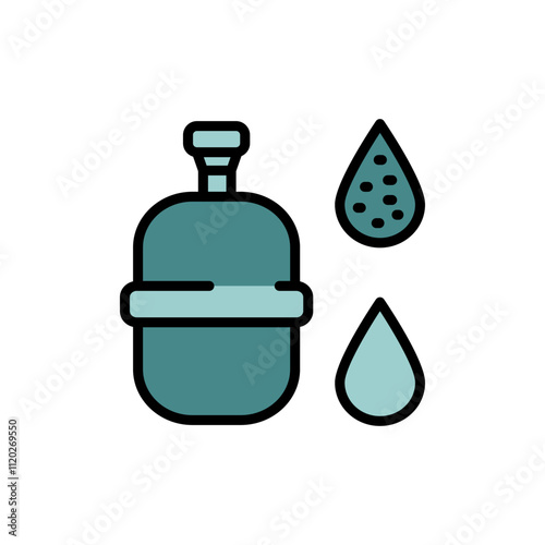 Water treatment color icon. Filtration process. Osmosis and desalination. Potable water. Isolated vector illustrations. Customizable symbol.