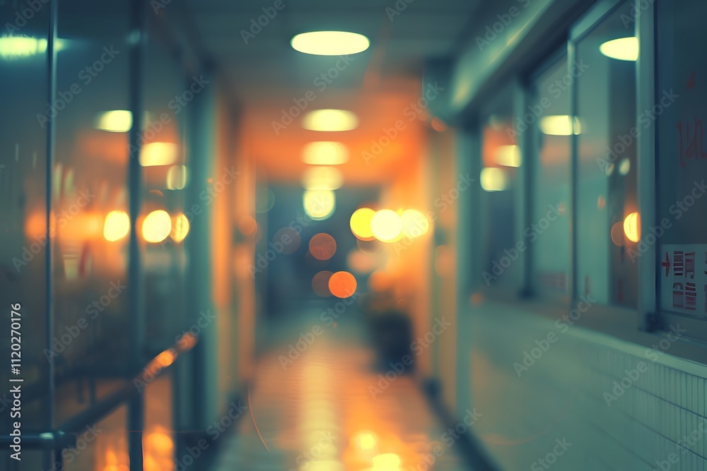 Dreamy Corridor with Soft Lighting and Bokeh Effects Dreamy Corridor with Soft Lighting and Bokeh Effects