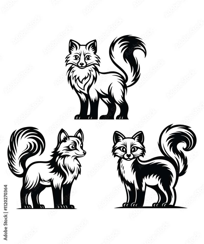 Obraz premium Fox silhouette vector illustrations