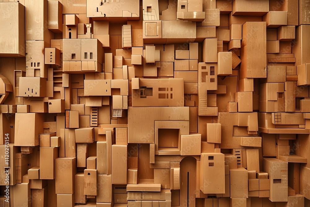 Intricate Cardboard Cityscape Intricate Cardboard Cityscape