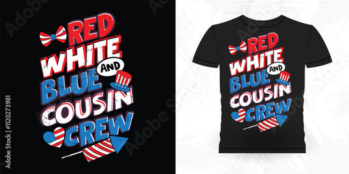 Rd White And Blue Cousin Crew Funny Coffee Artists Retro Vintage Coffee Barista T-shirt Design