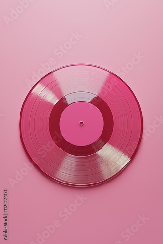 Translucent vinyl record mockup template set against a pink background.
