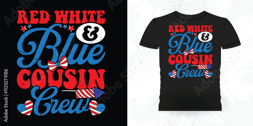 Rd White And Blue Cousin Crew Funny Coffee Artists Retro Vintage Coffee Barista T-shirt Design
