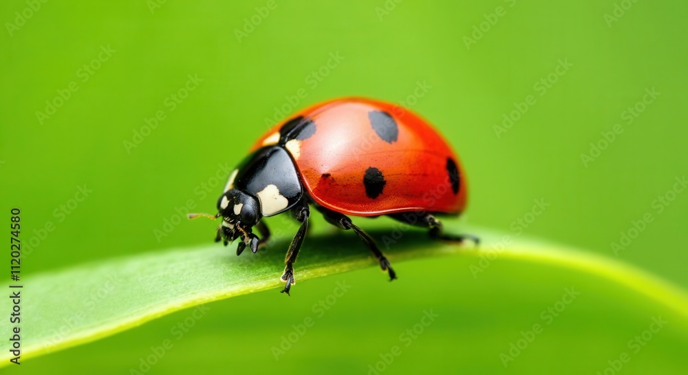 Vibrant ladybug on green leaf in natural habitat Vibrant ladybug on green leaf in natural habitat