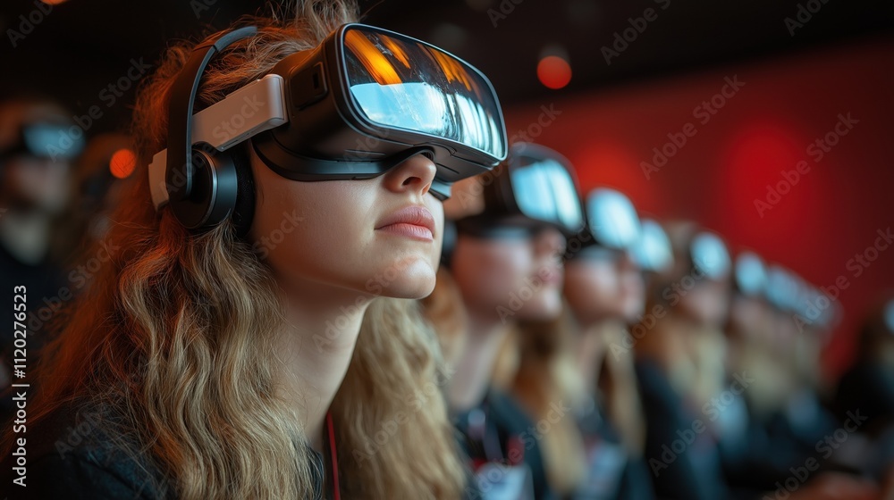 Immersive virtual reality experience with vr headsets at a tech event Immersive virtual reality experience with vr headsets at a tech event