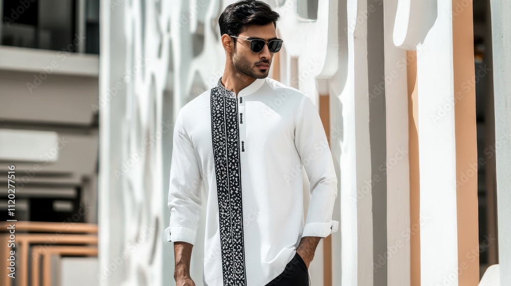 Stylish Man in Traditional Attire with Sunglasses Stylish Man in Traditional Attire with Sunglasses