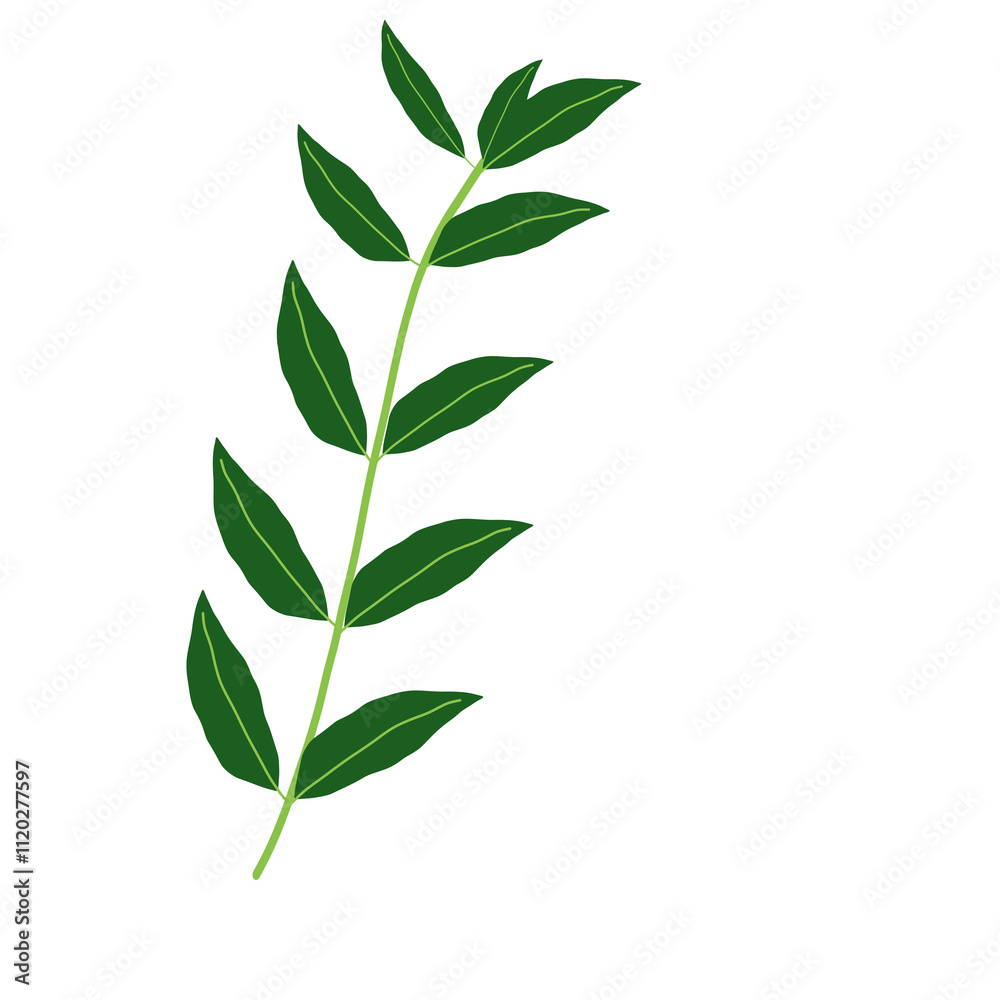 Decorative brunch with green leaves illustration art Decorative brunch with green leaves illustration art