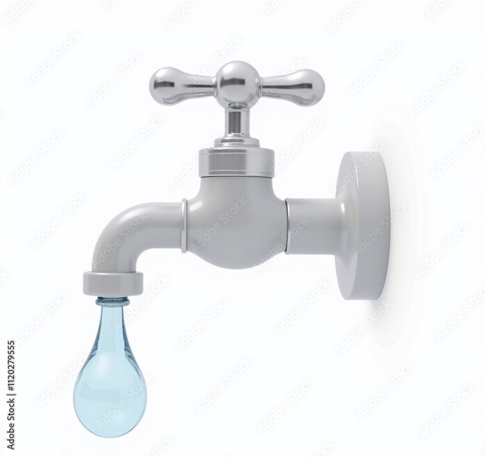 Water tap isolated on a pure white background, gray metal Water tap isolated on a pure white background, gray metal