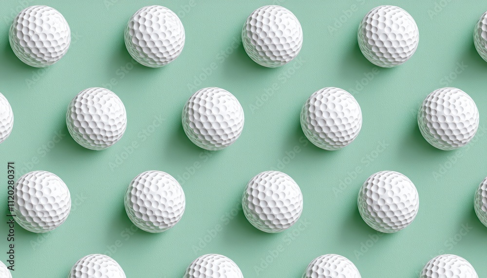 Wallpaper design featuring a pattern of white golf balls on a green background. Wallpaper design featuring a pattern of white golf balls on a green background.