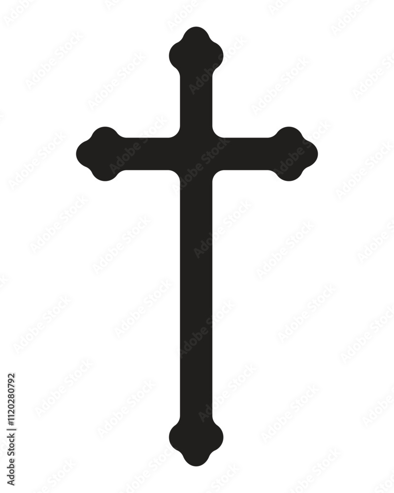 Church cross. Black cross on white background
Church cross. Black cross on white background