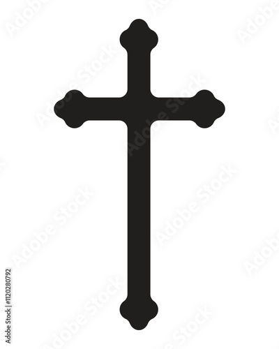 Church cross. Black cross on white background
