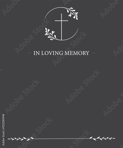 Funeral  card. Empty card with grey background 