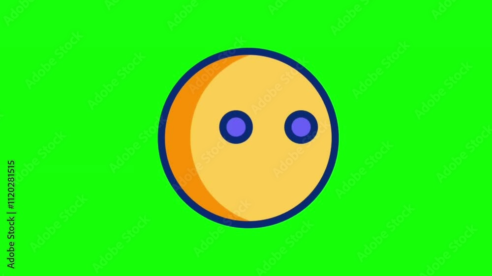 Animated neutral face emoji with straight expression looped on a green screen background for motion graphics Animated neutral face emoji with straight expression looped on a green screen background for motion graphics