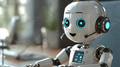 AI call center robot, tech support concept