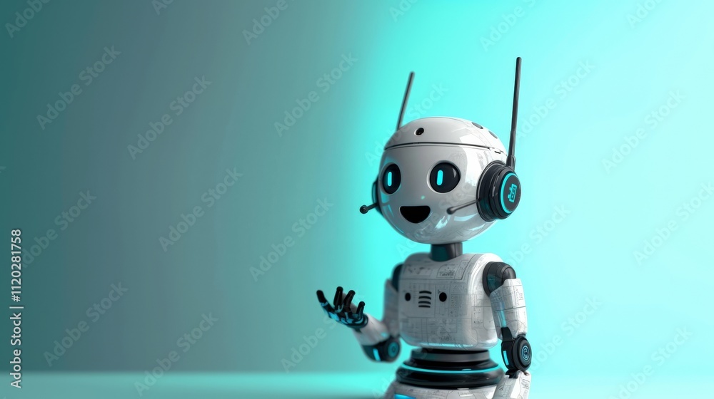 AI call center robot, tech support concept