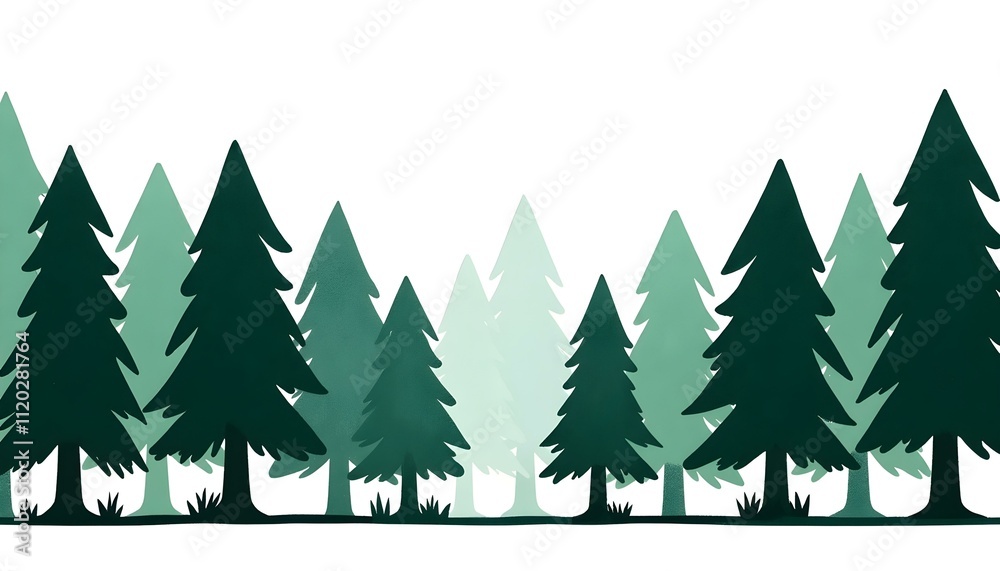 Fototapeta premium Modern Forest Art on White