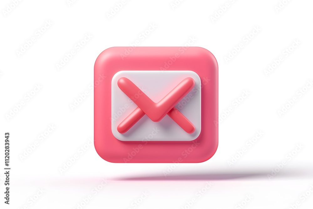 Stylish Pink Email Icon with Crossed Out Symbol Stylish Pink Email Icon with Crossed Out Symbol