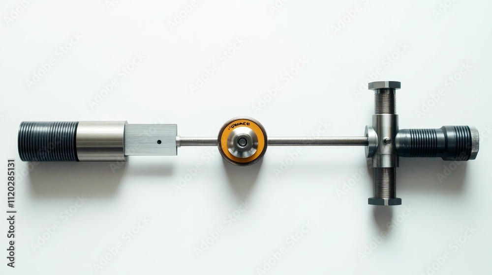 Precision metal components, arranged linearly. Precision metal components, arranged linearly.