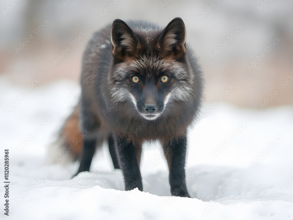 Naklejka premium Red fox (Vulpes vulpes) in the snow.