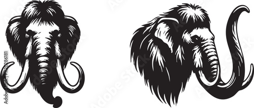 Unique Mammoth Head Outlines for Extinct Animal Concepts
