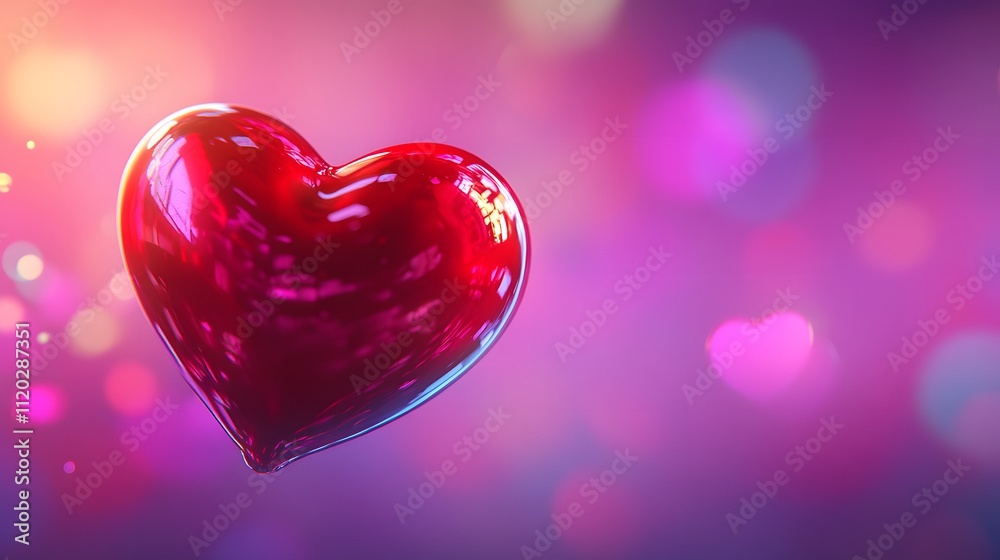 A Shiny Red Heart Against A Blurred Pink Background