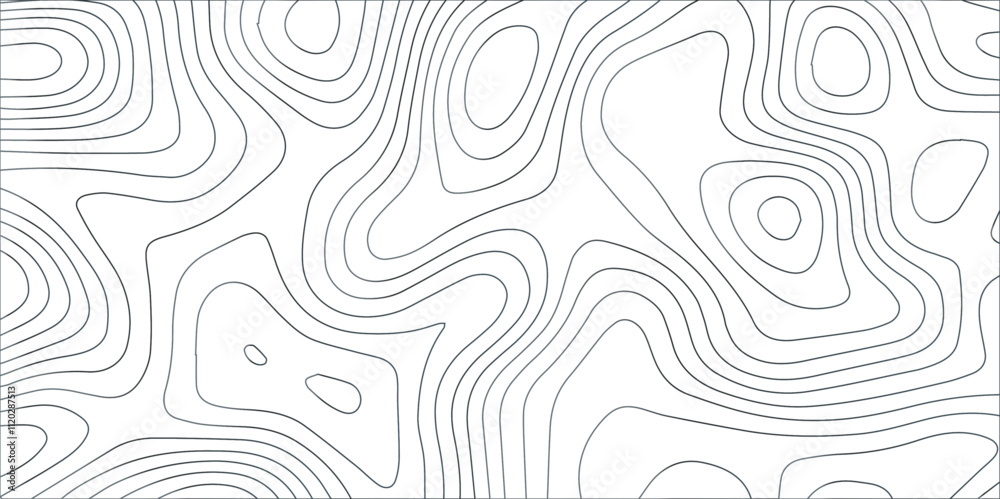 Fototapeta premium Topographic map background. Geographic mountain relief. Topo contour map on white background. geographic line map. Vector illustration. Seamless ornament design.