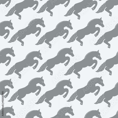 Vector seamless pattern horse grey colors