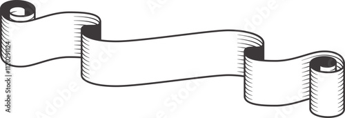 Waving scroll banner ribbon represents a classic design element often used for titles, headlines, or decorative accents, conveying a sense of elegance and tradition