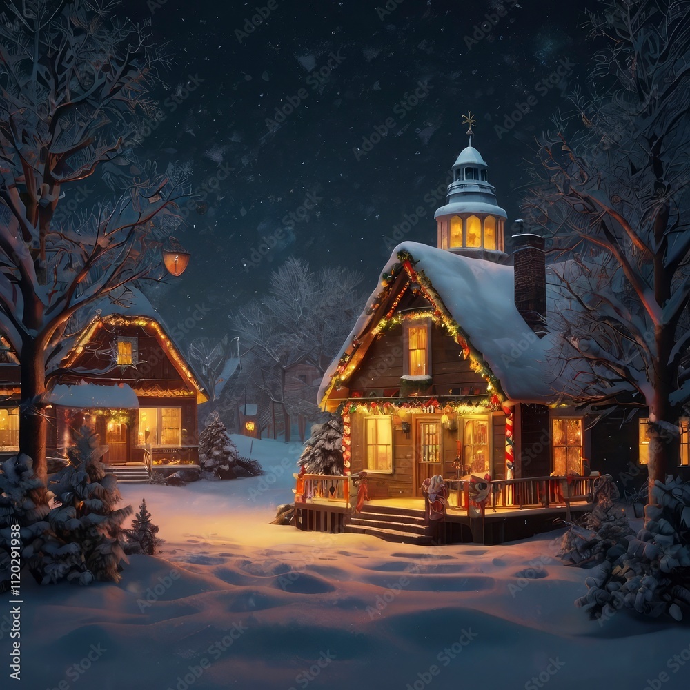 Fototapeta premium Christmas house in the mountains