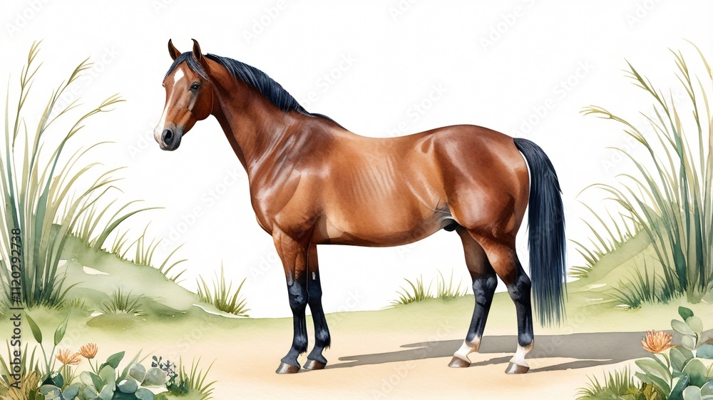 Obraz premium Watercolor of horse illustration