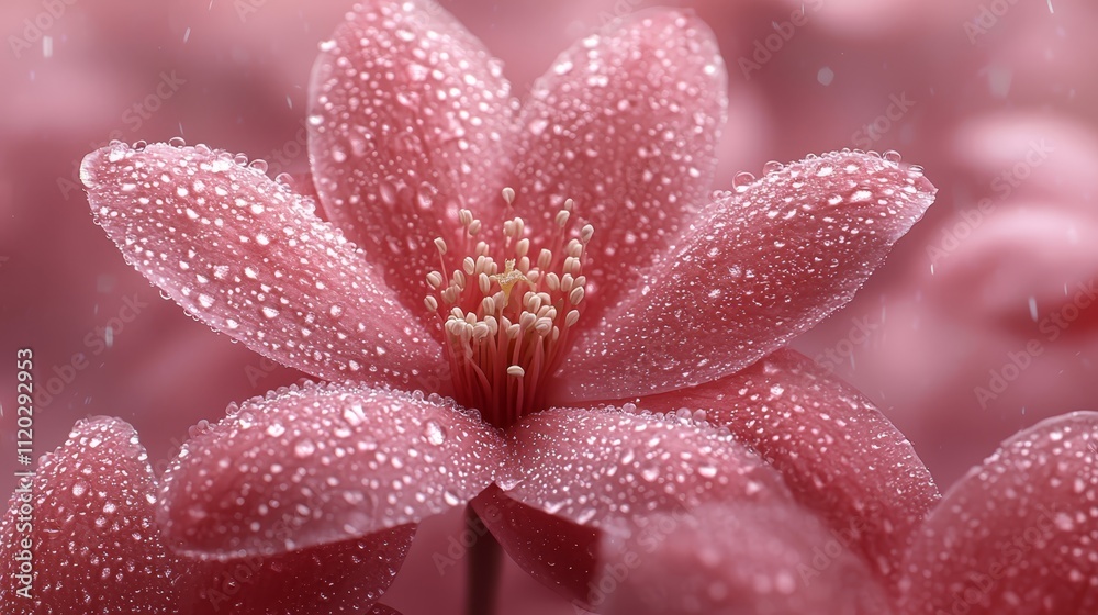 Fototapeta premium A close up of a pink flower with water droplets on it